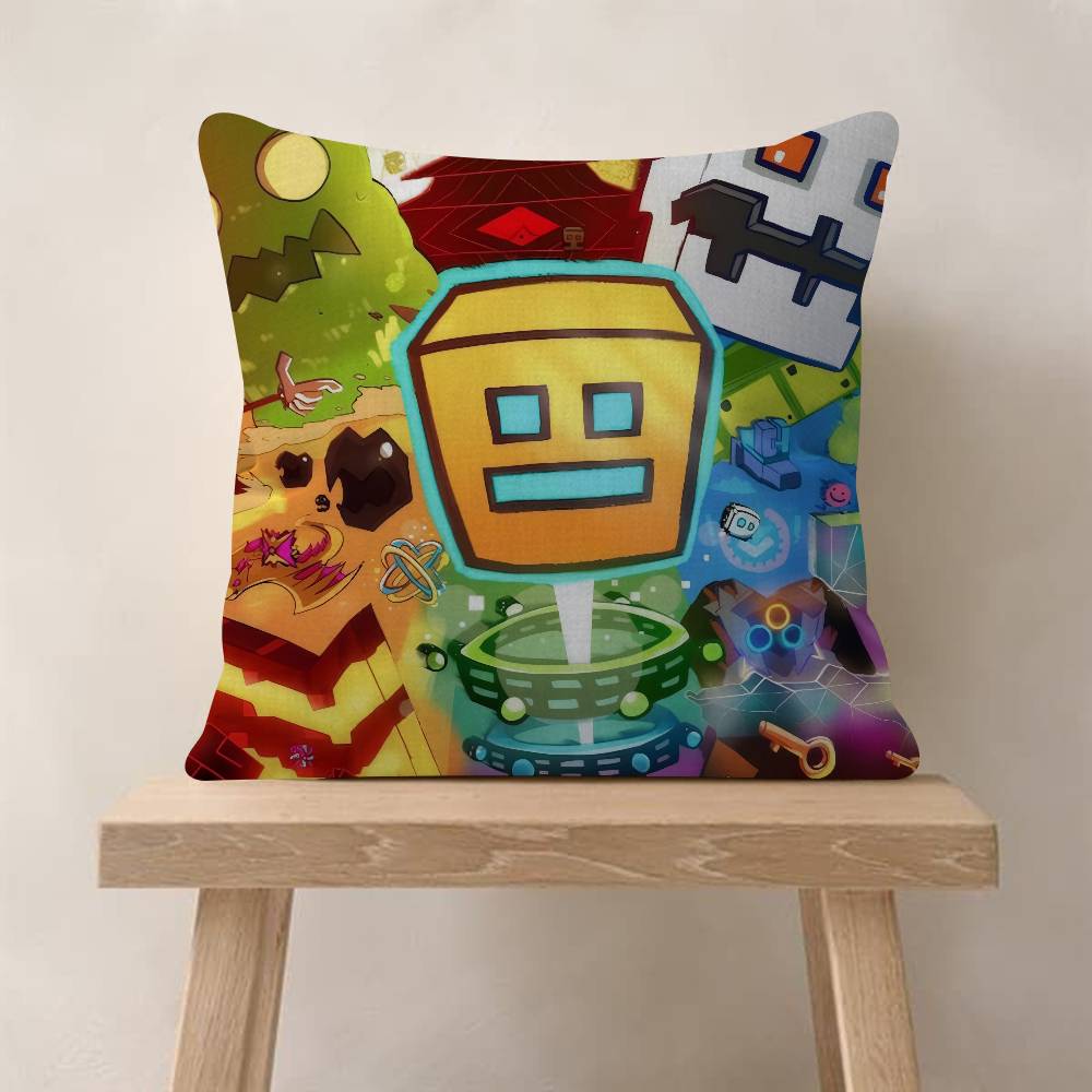 Game Geometry cartoon Dash Pillow Gift Home Office Decoration Bedroom Sofa Car Cushion Cover case 45x45