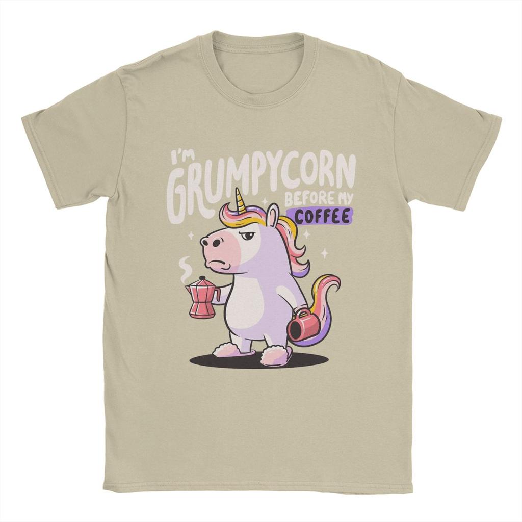 Мужская и женская Grumpycorn Cute Grumpy Unicorn Coffee Gift Shirt Outfit Новинка Хлопковая футболка Футболка Одежда Графическая печать