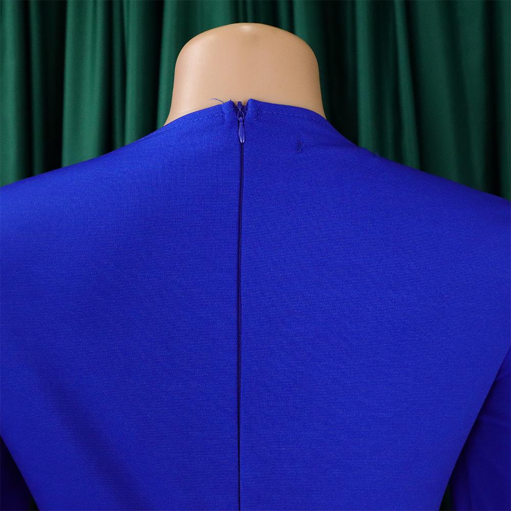 JKASHDK Женская мода осень-зима однотонный принт плюс размер повседневные платья с длинным рукавом и круглым вырезом с высокой талией