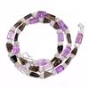 Natural Amethyst Smoky Quartz Moonstone Gemstone Beads Necklace 17" UB-4632 UB-4632