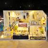 Moin Moin Dollhouse Miniature Handmade Kit Set Modern Model Room Style Interior Stylish Two-storyLED Light + Acrylic Case Includedcastello