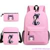 Girls Cute Three Piece Backpack Anime Kochou Shinobu Rucksack Shoulder Bag Pencil Bag School High Quality School Bag