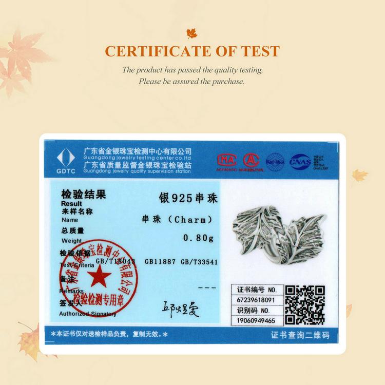 WOSTU Стерлингового серебра 925 пробы дикая хризантема позиционирующая пряжка Очаровательные бусины в виде листьев для браслета DIY ювелирные изделия