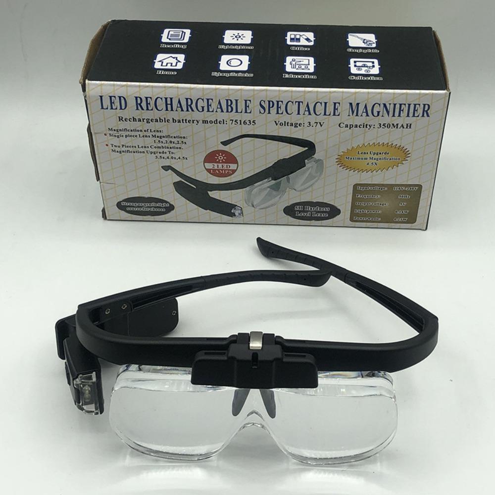 With LED Magnifying Glasses USB Rechargeable Illuminated Magnifier For Reading Reparing