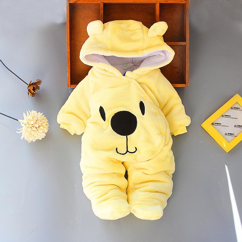 Комбинезон Born Fleece Baby Cute Animal, зимний комбинезон для мальчиков и девочек из хлопка, одежда для новорожденных, теплые детские ножки, цельный