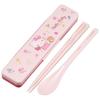 Chopsticks and Spoon Set, Bento Box, Adult, Antibacterial, Combo Set, 18cm, Quiet, Made In Japan, Sanrio Hello Kitty Flower Wreath, CCS3SAAG-A