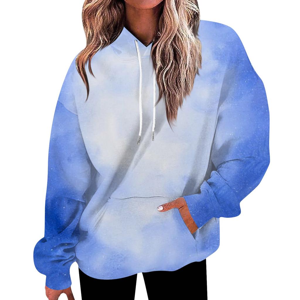 Женская мода Повседневные Универсальные Повседневные толстовки с круглым вырезом Графика Повседневные с длинным рукавом Градиент Лоскутная верхняя одежда с принтом Толстовки