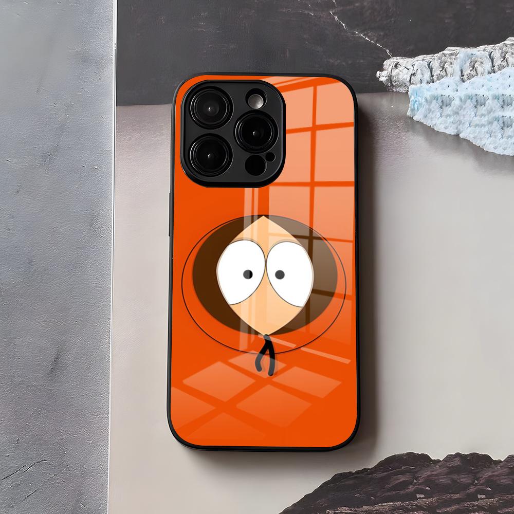 S-South Милый P-Парк Чехол для Телефона Для IPhone 17 Air 16 E Pro Max 15 14 13 Mini 12 Pro 11 Max Plus Черная Стеклянная Крышка