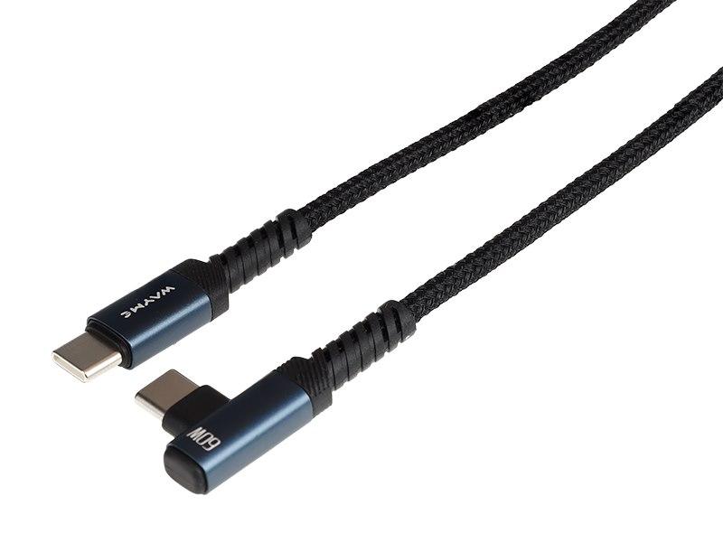 WAYME Кабель для зарядки и синхронизации, в оплетке из микрофибры, 100 см, USB-C > USB-C 90°, макс. 60 Вт