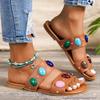 Women's Slippers 2024 Summer Soft Soled Flat Sandals for Outdoor Leisure and Comfort, Open Toed Women's Slippers Sandals