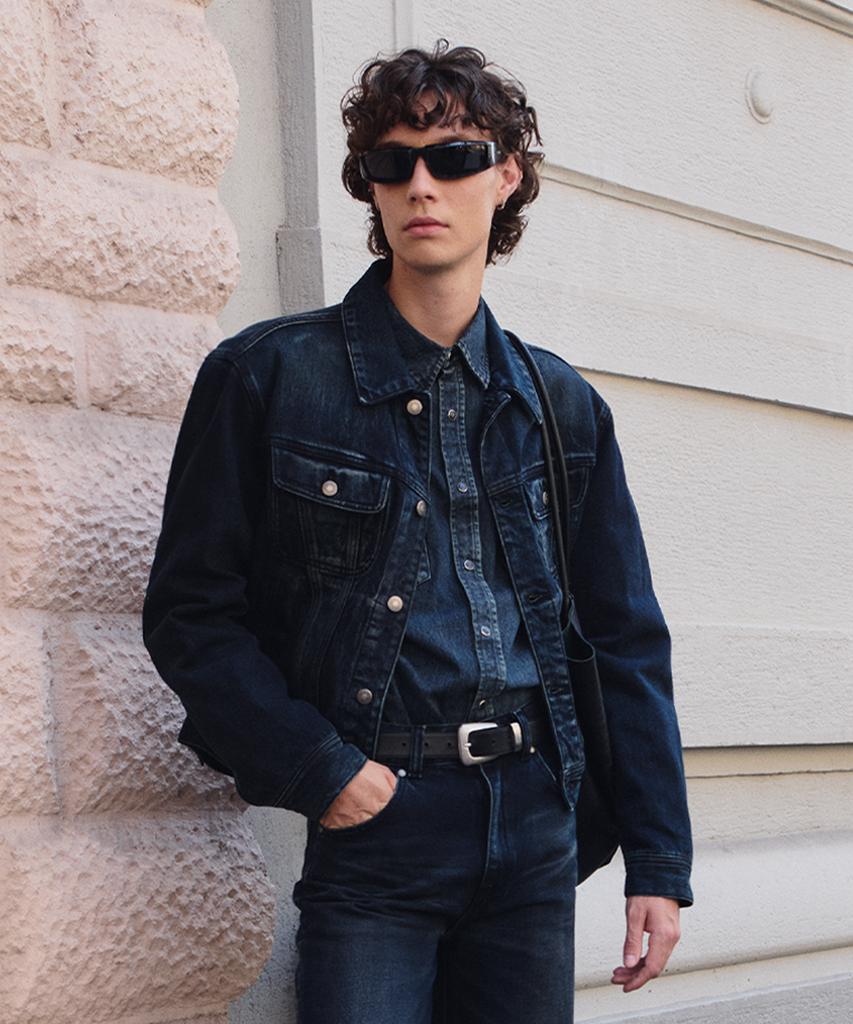 Lmood Bourbon Denim Trucker Jacket Midnight Blue