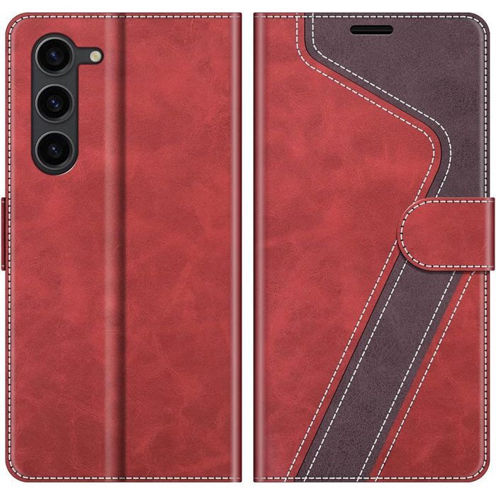 Coque de Protection - BOOLING - pour Samsung Galaxy A17 5G/4G - Cuir PU Rouge - Anti-Rayures - 2 Vitres