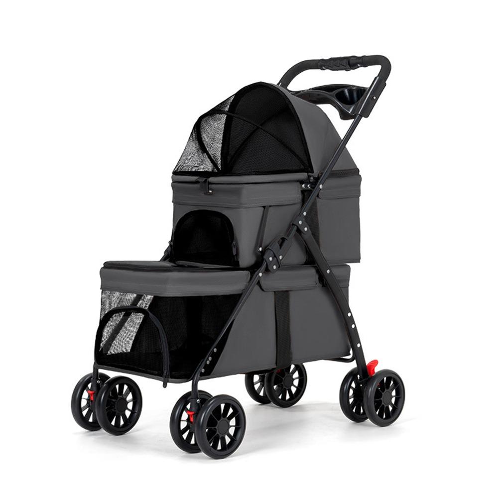 with 2 Carriages Double Pet Stroller Cup Holder Dog Stroller Multi-Pet Families