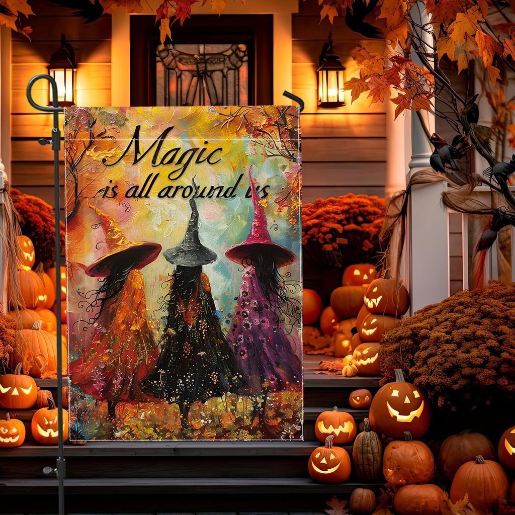 Флаг для сада на Хэллоуин 11,8x1,7,7 дюйма вертикальный двухсторонний сезонный декор двора для использования на открытом воздухе