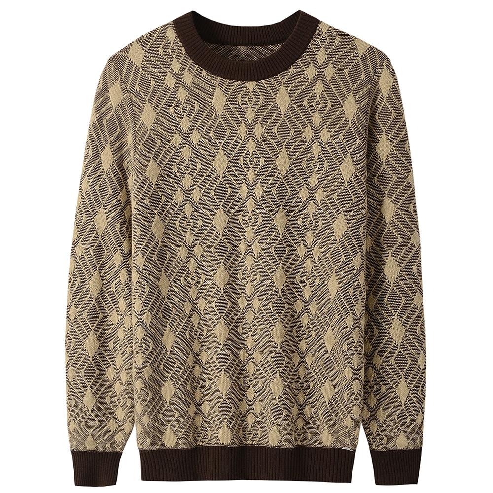 Мужской винтажный свитер с круглым вырезом и пуловером с длинными рукавами