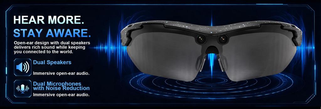 ERVPES AI Smart Glasses G6 Pro 1080P Camera Anti-Shake Bluetooth Call Translator 26 Languages