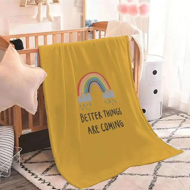 Bohemian rainbow pattern digital-printed polyester Bedroom velvet flannel cover blanket Fleece soft sofa cover blankets for beds