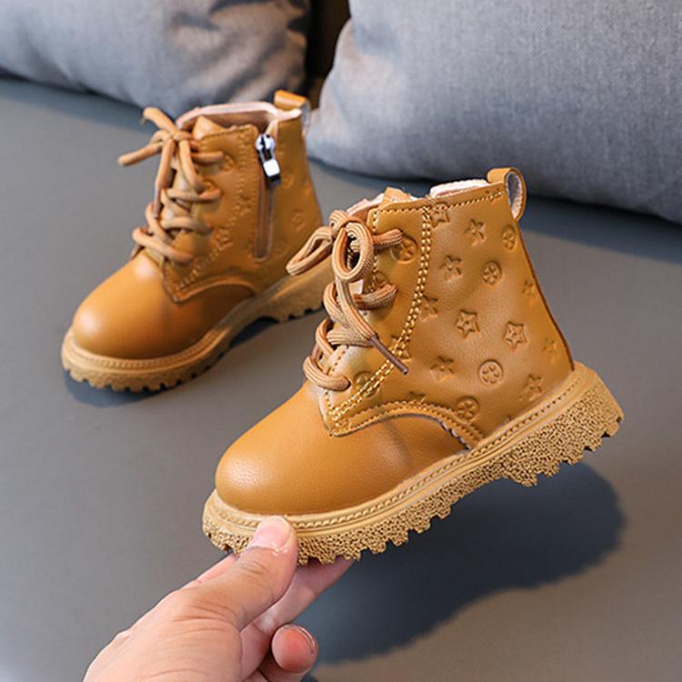 Зимние сапоги для девочек, осенние детские мотоциклетные ботинки из искусственной кожи для мальчиков и девочек, теплые зимние сапоги для маленьких детей, теплые зимние сапоги