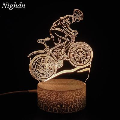 3D лампа мотоцикл горный велосипед светодиодный ночник USB кабель батарея красочный ночник спальня декор подарок на день рождения для мальчиков мужчин