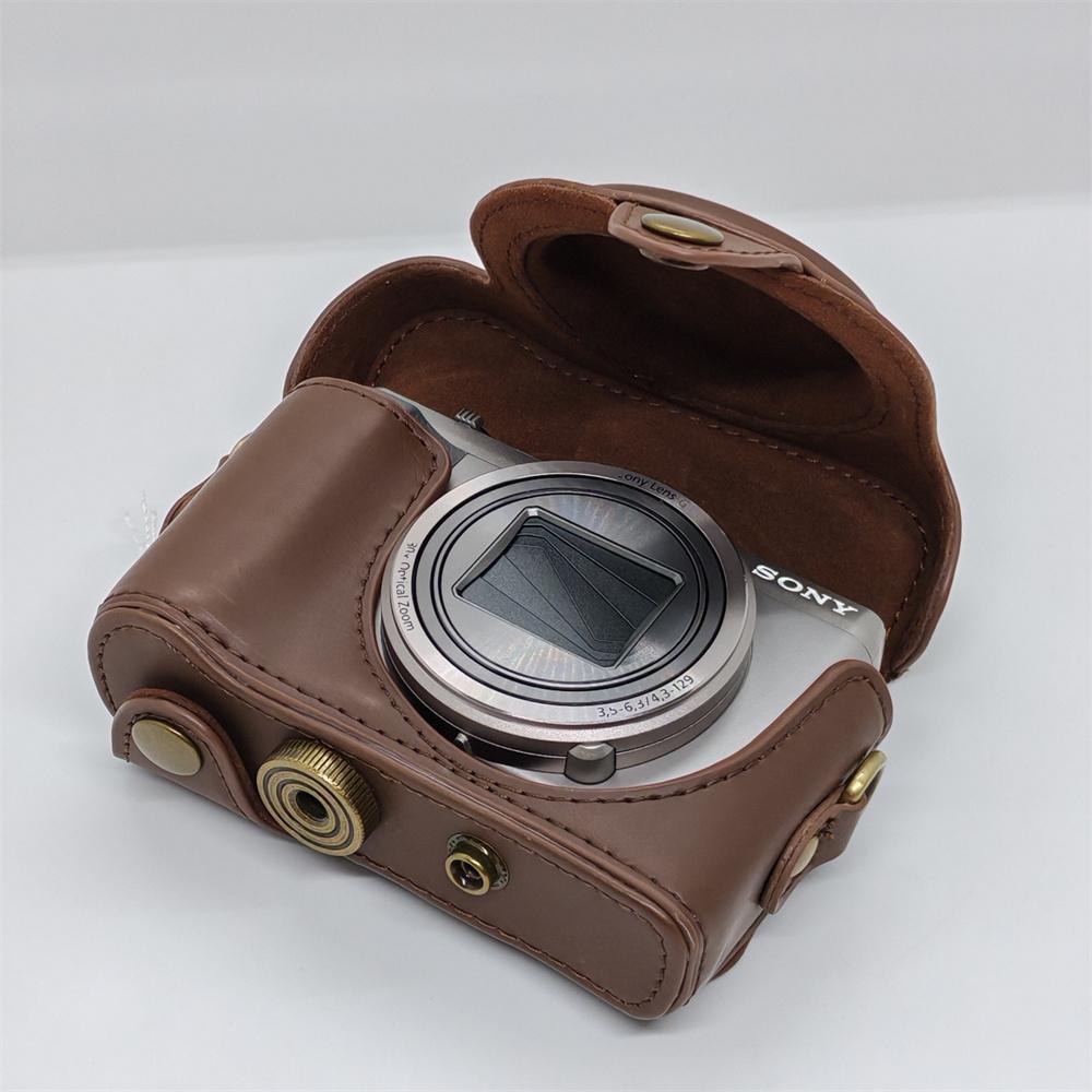 PU Leather Camera Case Bag for Sony Cyber-shot DSC-HX50 HX50V HX60 HX30 Full Body Cover With Strap