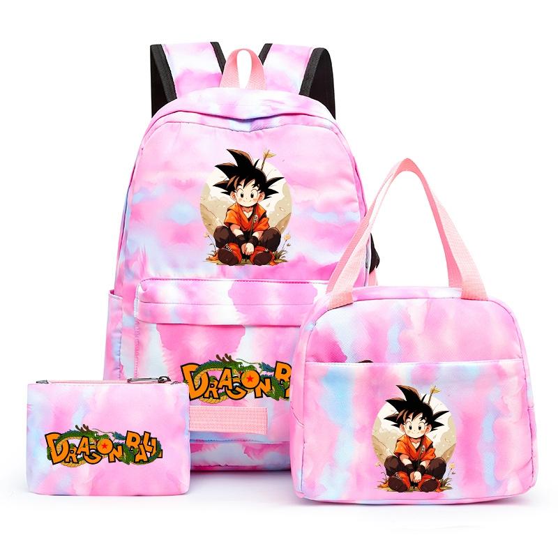 3Pcs/set Anime Dragon Ball Backpack for Girls Boys Back To Schoolbag with Lunch Bag Student Bookbag Men Women Travel Bag Mochila
