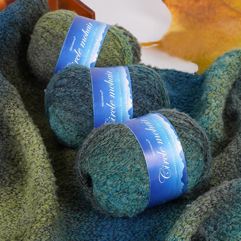 50G Секция Легкая Длинная Роскошная Пряжа Градиентной Окраски Теплый Мохер Мягкая Петля Пушистая