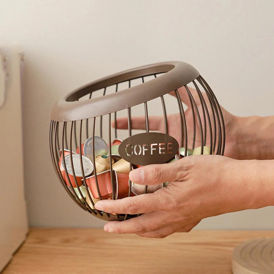 1 шт. Креативный железный органайзер для кофейных капсул, стойка для хранения фруктов и закусок, многофункциональная полая капсула, диагональная корзина, товары для дома