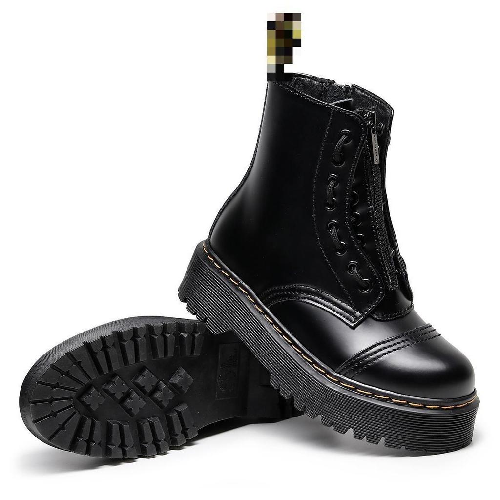 Два носить платформу увеличивающие рост обувь модный тренд повседневная рабочая обувь уличные женские ботинки-локомотивы на молнии спереди