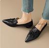 Fashion Phoentin Office Ladies Elegant Black Shoes Women's Pointed Toes Mid Heels 2025 New Genuine Leather Retro Pumps Bow Pointed