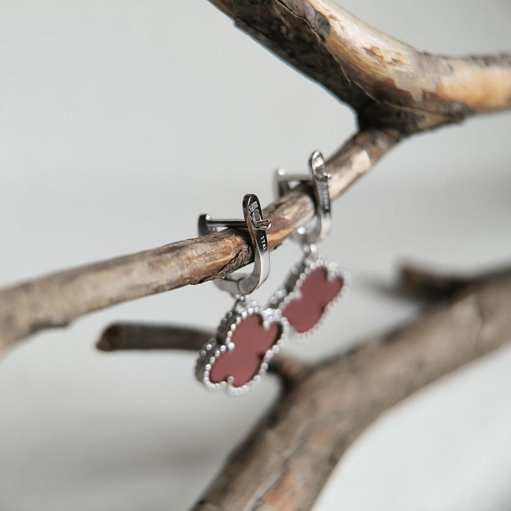 Серебряные серьги с натуральным агатом (60002367)