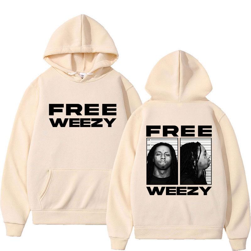 Худи с графикой рэпера Lil Wayne Free Weezy Хип-хоп Готическая одежда Мужская Женская Ретро Панк С длинным рукавом Оверсайз Пуловер