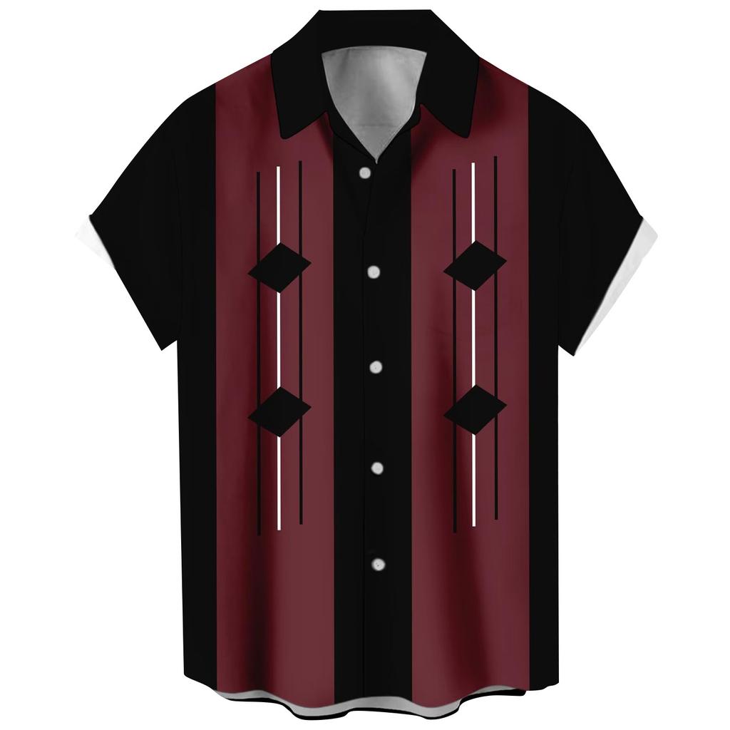 Гавайская рубашка для мужчин, мужские винтажные рубашки для боулинга на пуговицах, летняя пляжная рубашка с коротким рукавом