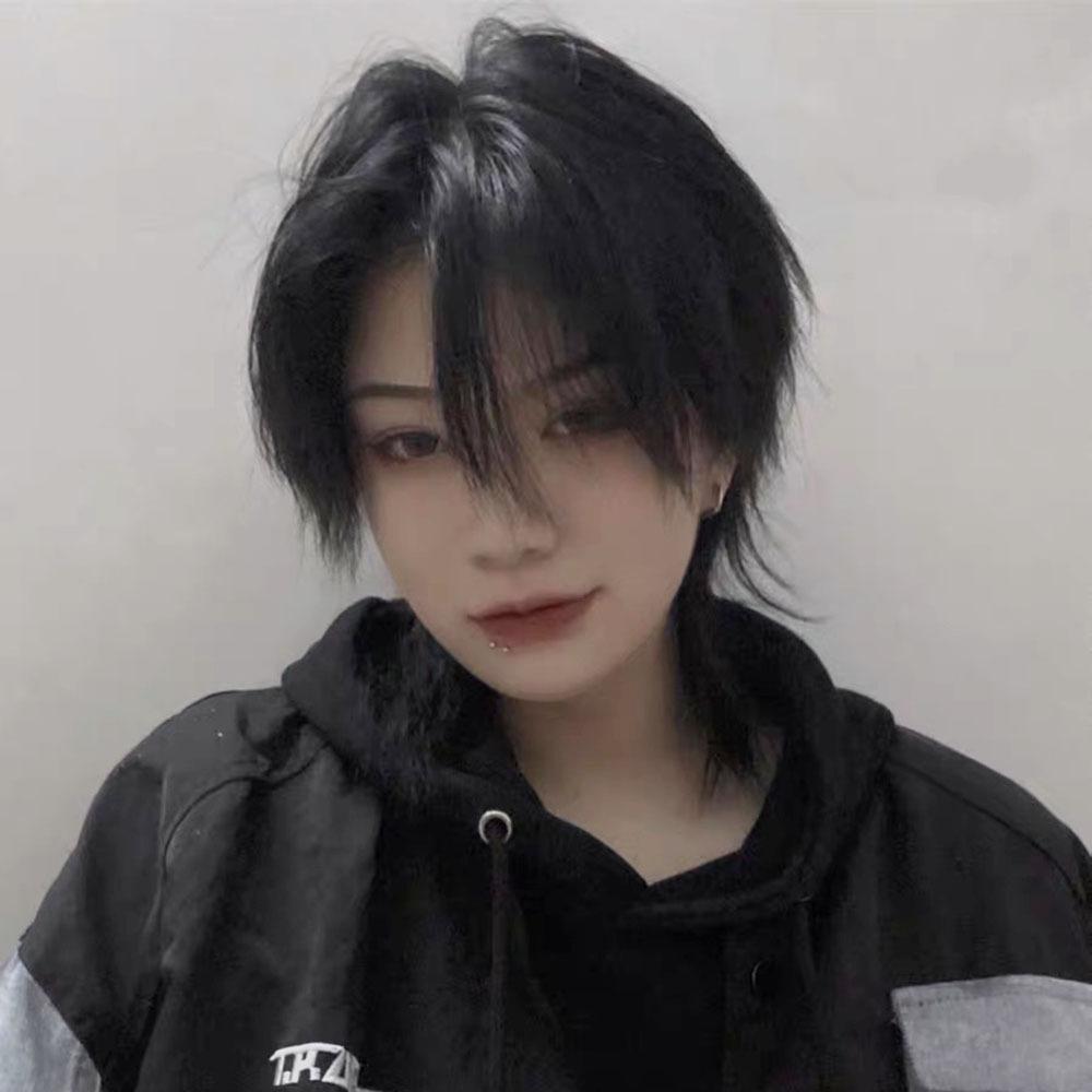 Корейский стиль, мужская мода, прямой короткий парик, студенческие мальчики, ежедневное использование, натуральные синтетические черные парики