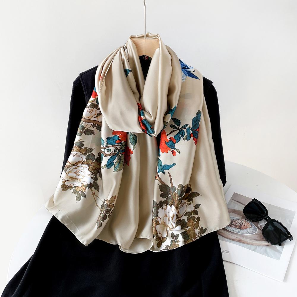 Шарф из шелка средней длины с рисунком «Горная река», высококачественная универсальная шаль для повседневной носки