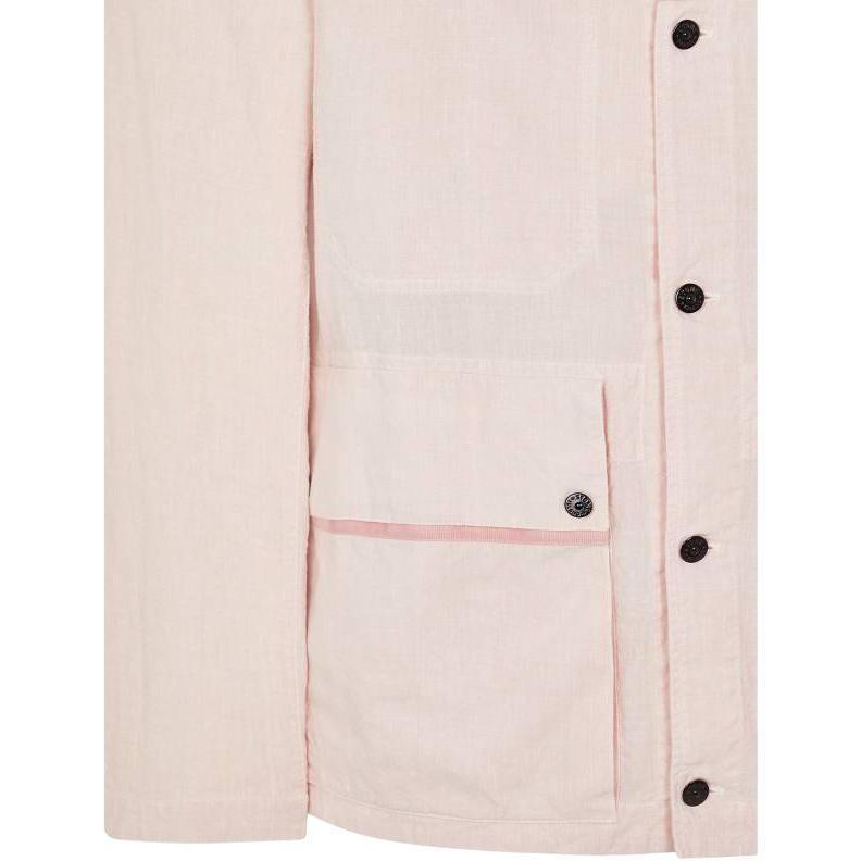 Stone Island Logo Button Down Collar Long Sleeve Jacket Men jackets Pink 801542330-V0080