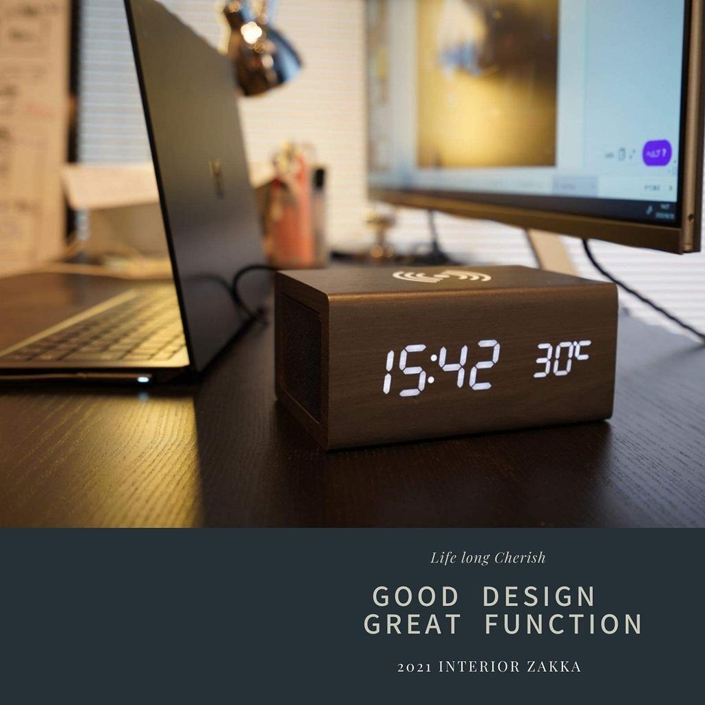 Сигнализация DEMI Bluetooth Qi Смартфон Беспроводной Совместимость с iPhone Настольный USB Термометр Qi Международный Соответствует Техническому Радио Закону Дерево
