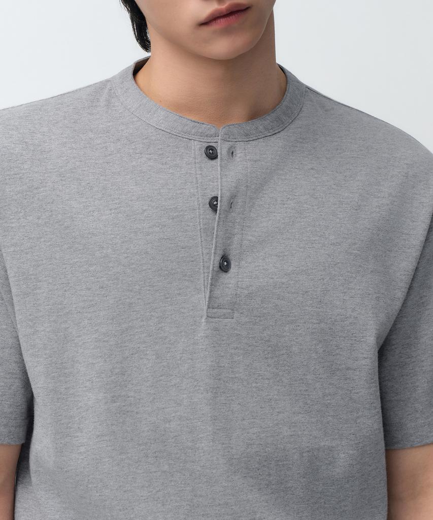 MUSINSA STANDARD Henley Neck T-Shirt [Medium Grey]