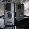 KEYSION Shockproof Armor Case for Xiaomi POCO F7 5G Slide Camera Lens Protection Ring Stand Phone Cover for Redmi Turbo 4 Pro