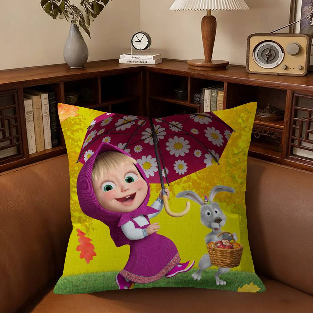 Anime M-Masha And B-Bears Pillow Cover Sofa Cushion Cover Home Room Decoration Children Gift