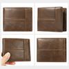 New Fashion Genuine Leather Men's Wallet Slim 2-Fold Wallet Handmade Genuine Soft Leather Multi-Functional Anti-Theft Men's Wallet with Coin Pocket
