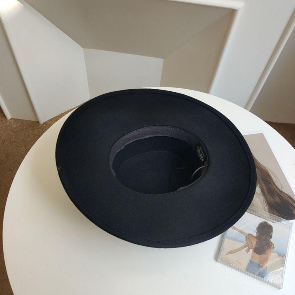 Элегантная фетровая шляпа с широкими полями в британском стиле для женщин в джазовом стиле, модная кепка в стиле Хепберн с плоским верхом для ужина