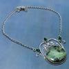 Пренит, Диопсид Драгоценный камень 925 Стерлинговое серебро Подарок Ювелирное изделие Ожерелье 18"