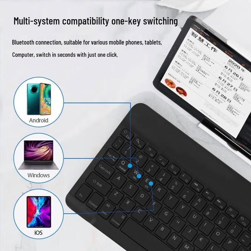 Ультратонкая Bluetooth-смарт-клавиатура для устройств Apple, Huawei, Xiaomi - Совместима с мобильными телефонами и планшетами.