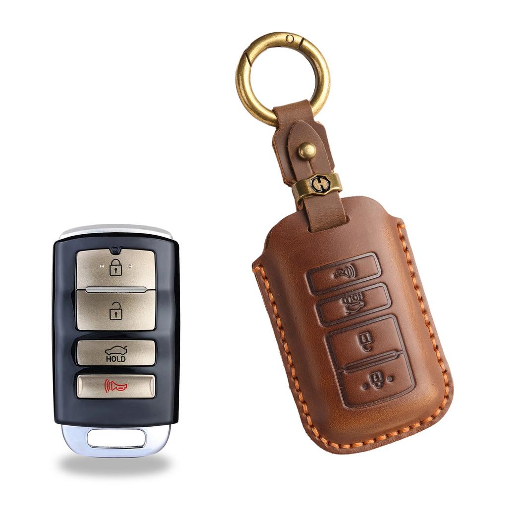 Ретро чехол для ключа подходит для Kia KIA K9, сумка-чехол из натуральной кожи для ключа автомобиля, защитный чехол-кольцо из коровьей кожи ручной работы.