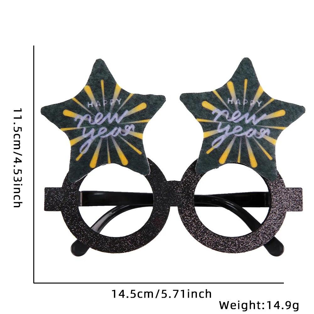 New Year Non-woven Glitter Powder Glasses Happy New Year Decorations Christmas Party Decor Adult Children Eyeglass Frame