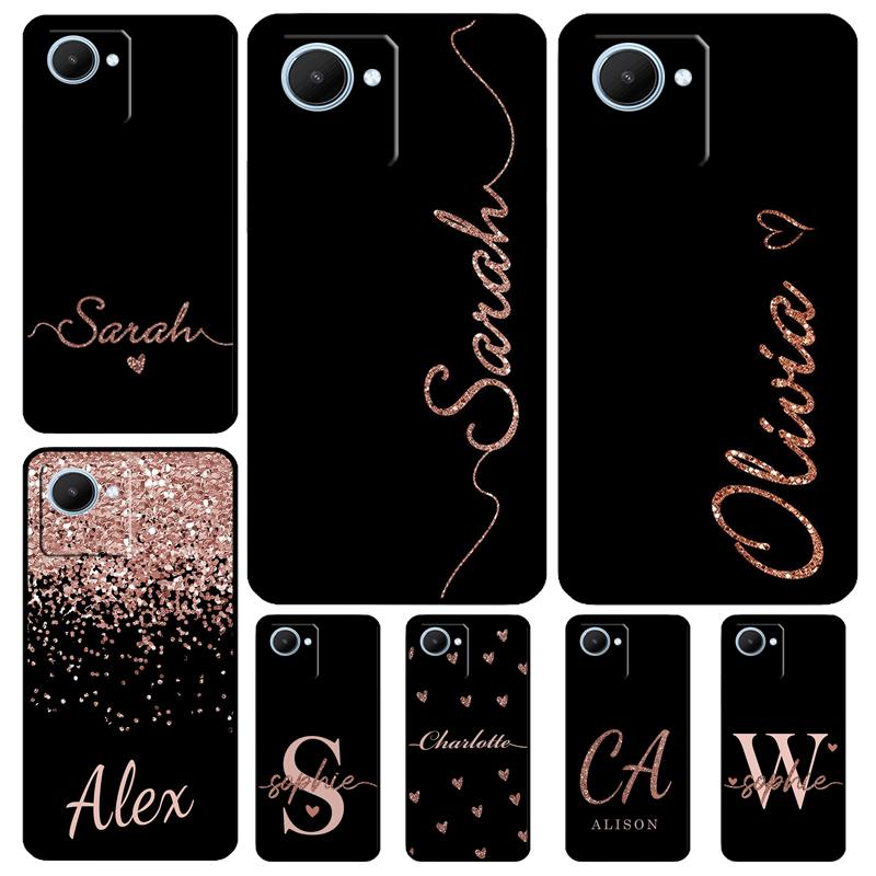 Bling Personalised Name Plating Case For Realme 11 Pro Plus 10 9 GT Neo 5 3 3T C11 C15 C25s C21Y C30 C31 C33 C35 C53 C55