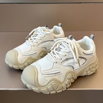 Кроссовки женские дизайнерские спортивные туфли с покрышками, модные повседневные кожаные сетчатые дышащие туфли на увеличенной платформе