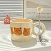Милая чашка-мишка фуфу из молока с нишей для ложки, дизайнерская, парная керамическая кружка, внешний вид, домашняя чашка для завтрака и кофе