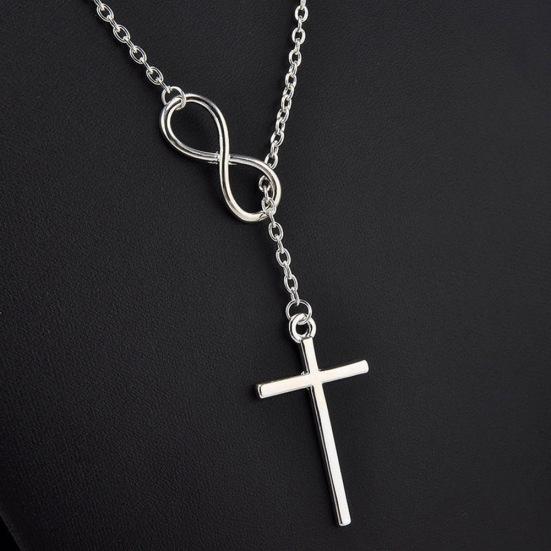 Кулон Бесконечность Крест Металлическая Женская Леди Цепочка Ожерелье Ювелирный Подарок