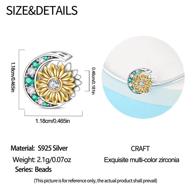 Charms Copper Fit Charms 3Mm Original Bracelet Womens Sunflower Bead Under The Moon Pendant Diy Fine Jewelry Gift New In